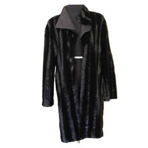 Vintage black wool furry coat size fits S M L
